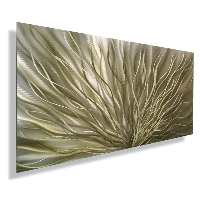 Green Wall Artwork Titled "Inbloom" (Green Gold Edition) - Modern Elements Metal Art - 456789