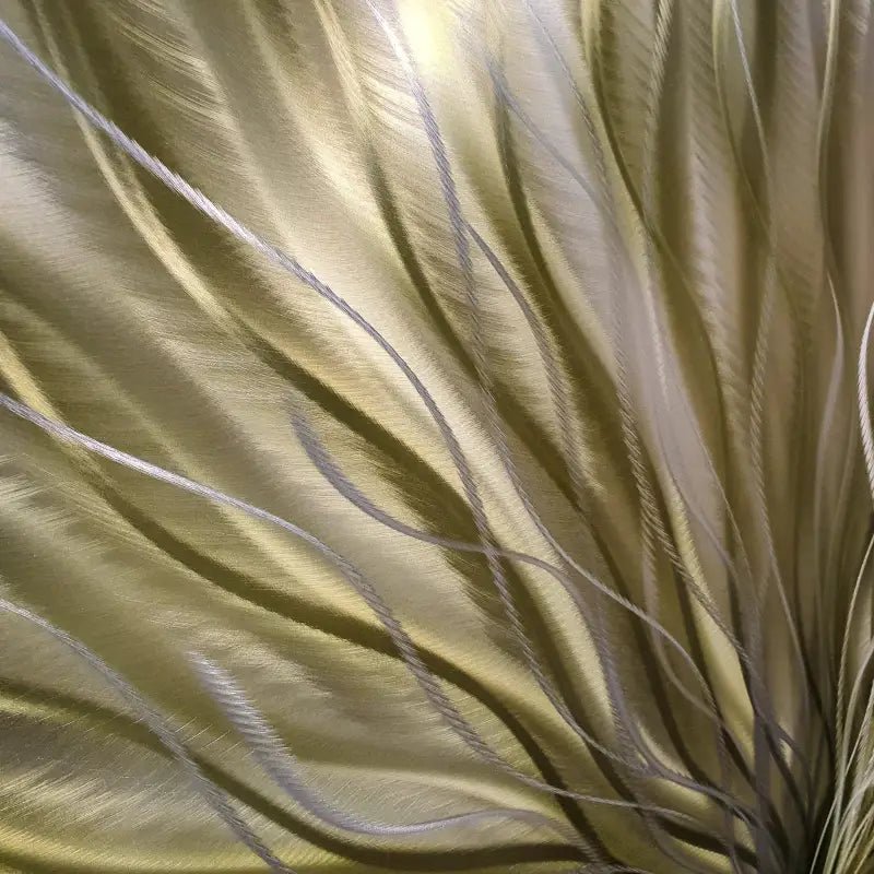 Green Wall Artwork Titled "Inbloom" (Green Gold Edition) - Modern Elements Metal Art - 456789