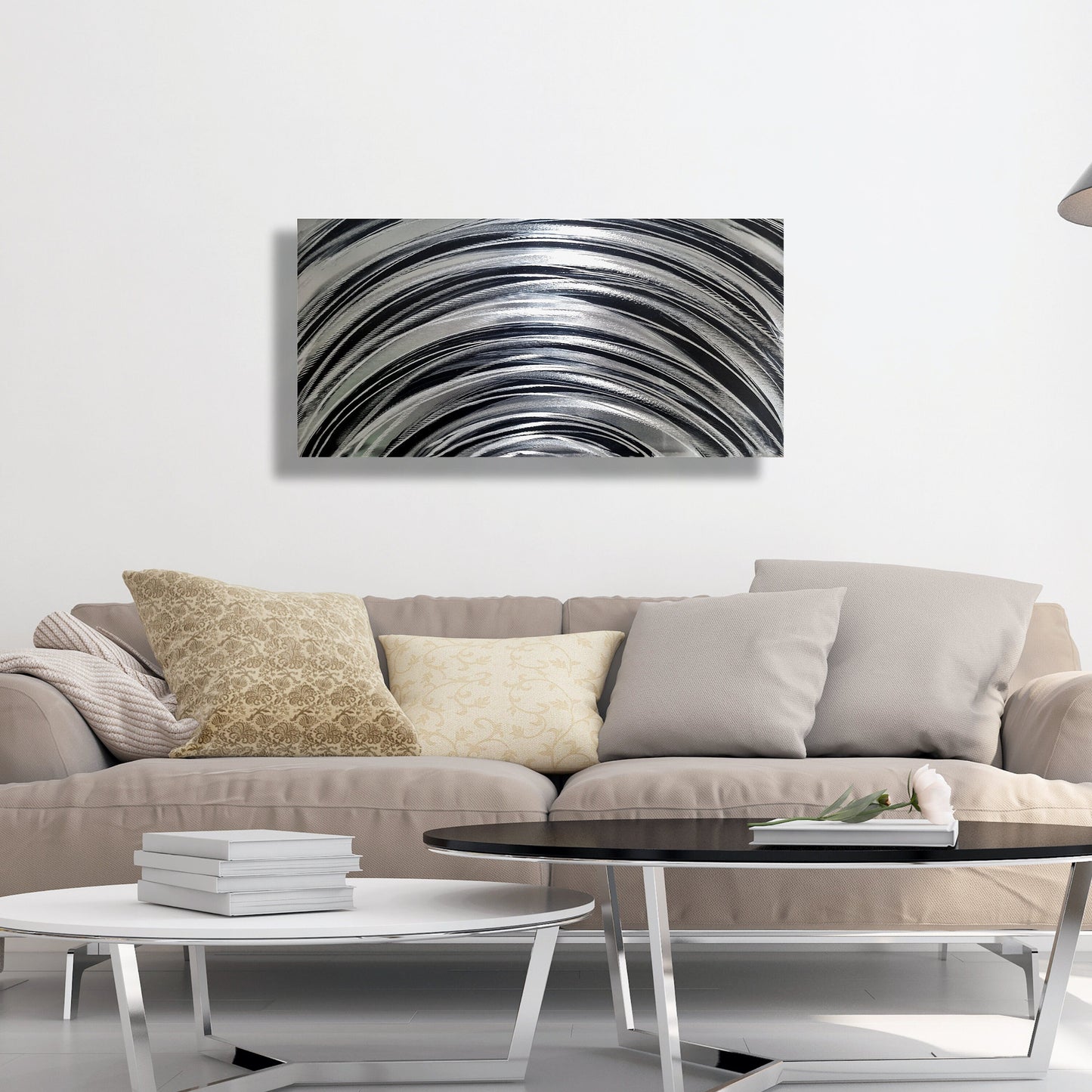 Large Metal Wall Art Sculpture Titled Dark Rainbow - Modern Elements Metal Art - MA3757BK