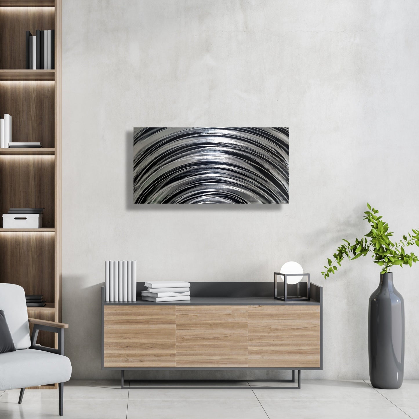 Large Metal Wall Art Sculpture Titled Dark Rainbow - Modern Elements Metal Art - MA3757BK