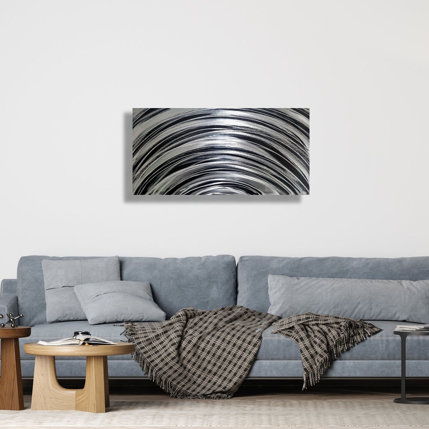 Large Metal Wall Art Sculpture Titled Dark Rainbow - Modern Elements Metal Art - MA3757BK