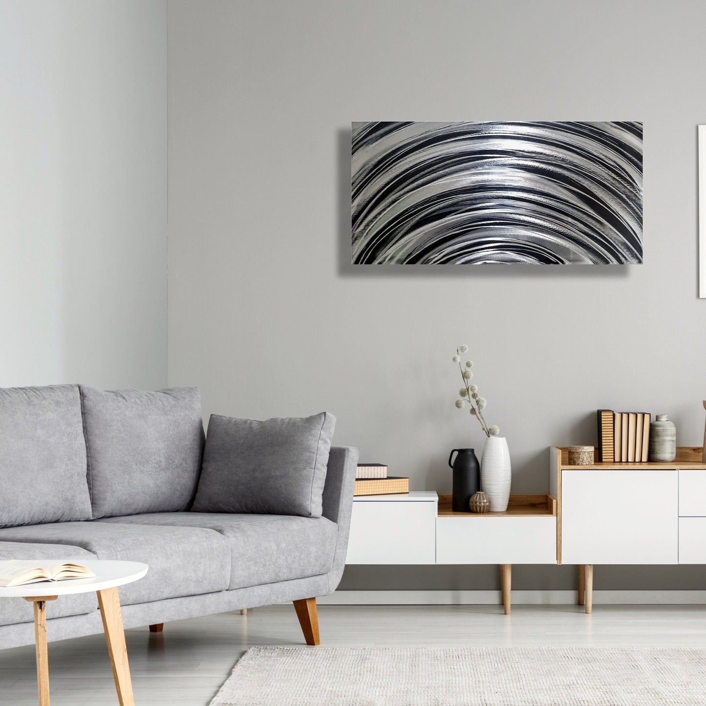 Large Metal Wall Art Sculpture Titled Dark Rainbow - Modern Elements Metal Art - MA3757BK