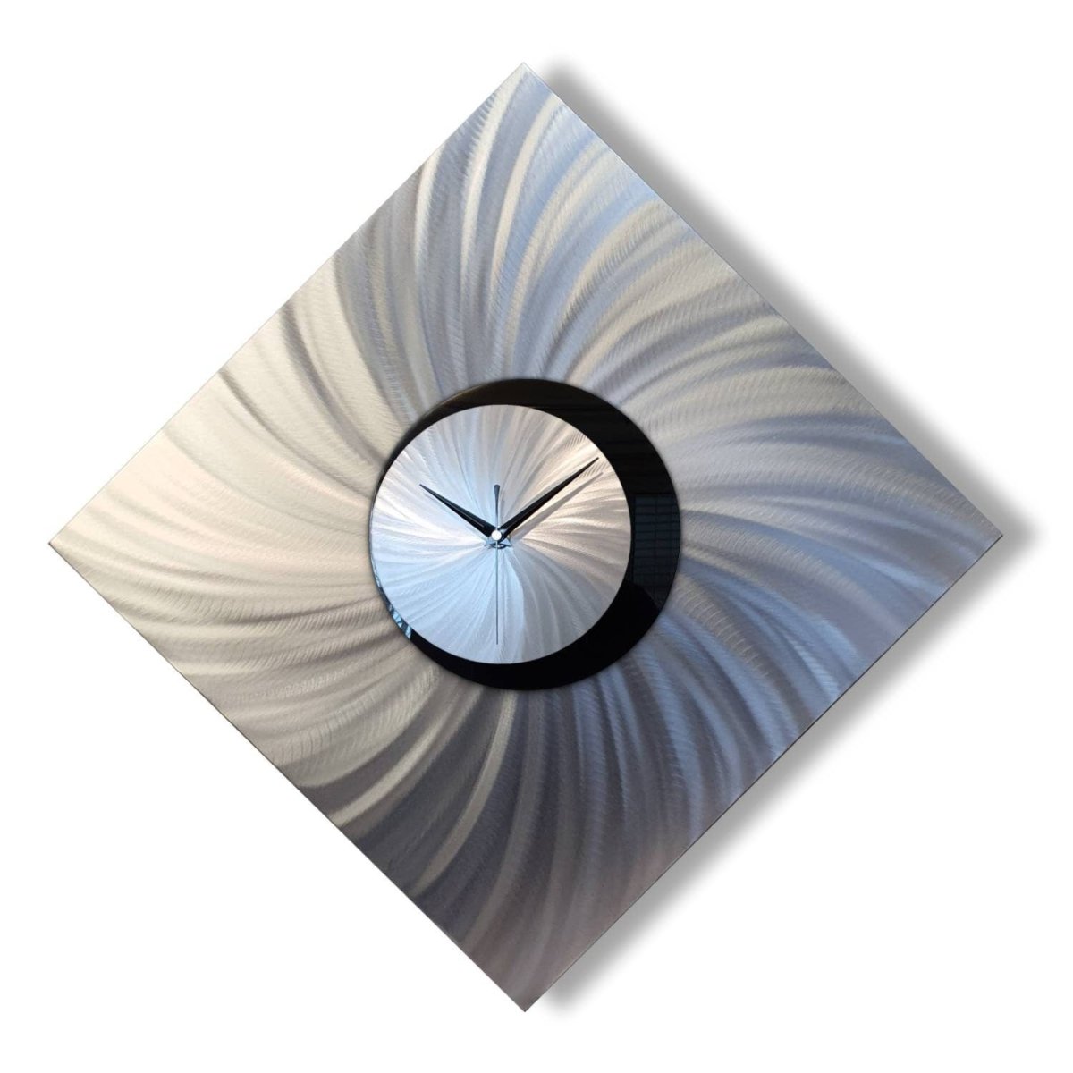 Large Metal Wall Clock – Modern Silver Abstract Art & Home Decor - Modern Elements Metal Art - INV16Q6W