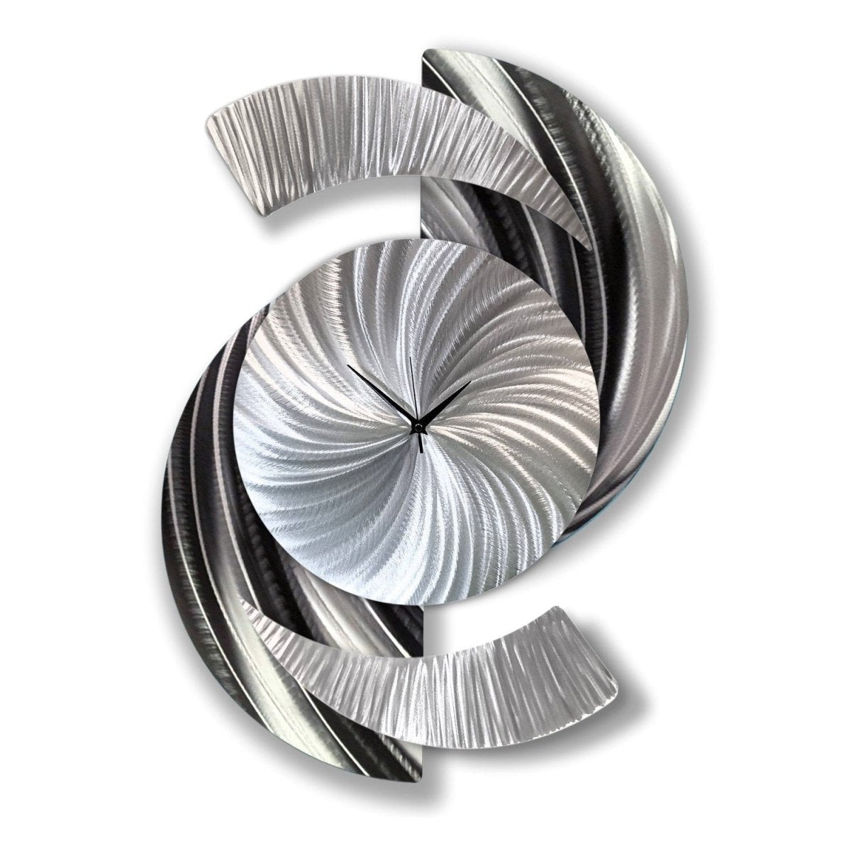 Large Metal Wall Clock β Unique Silver Wall Sculpture for Contemporary Decor - Modern Elements Metal Art - ME9675728X