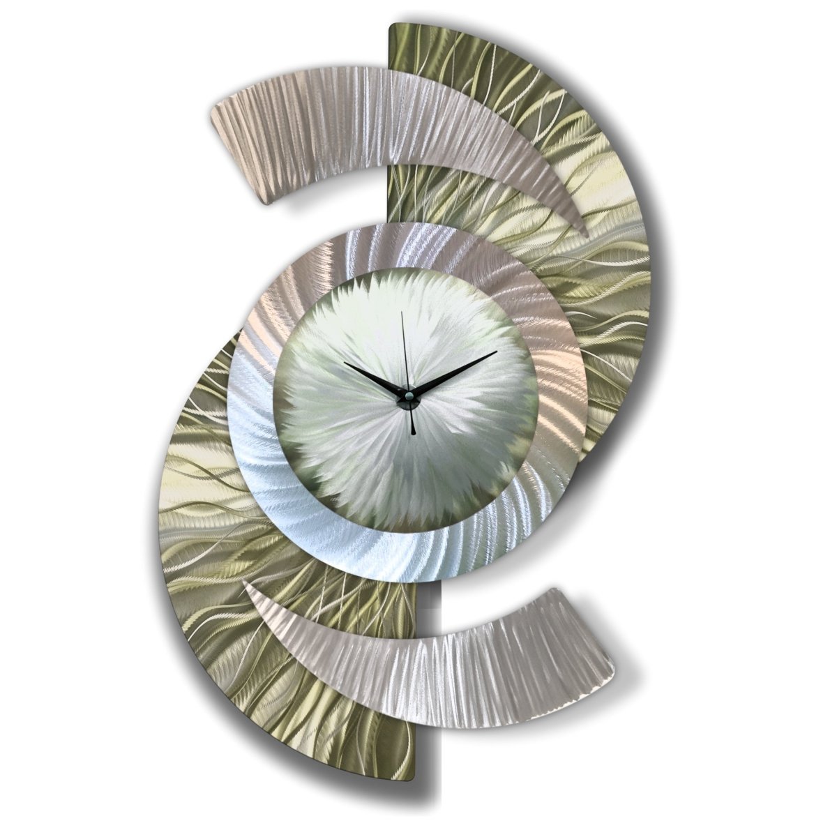 Large Modern Metal Wall Clock | Handmade Contemporary Art | Silent Non - Ticking - Modern Elements Metal Art - ME564637sc