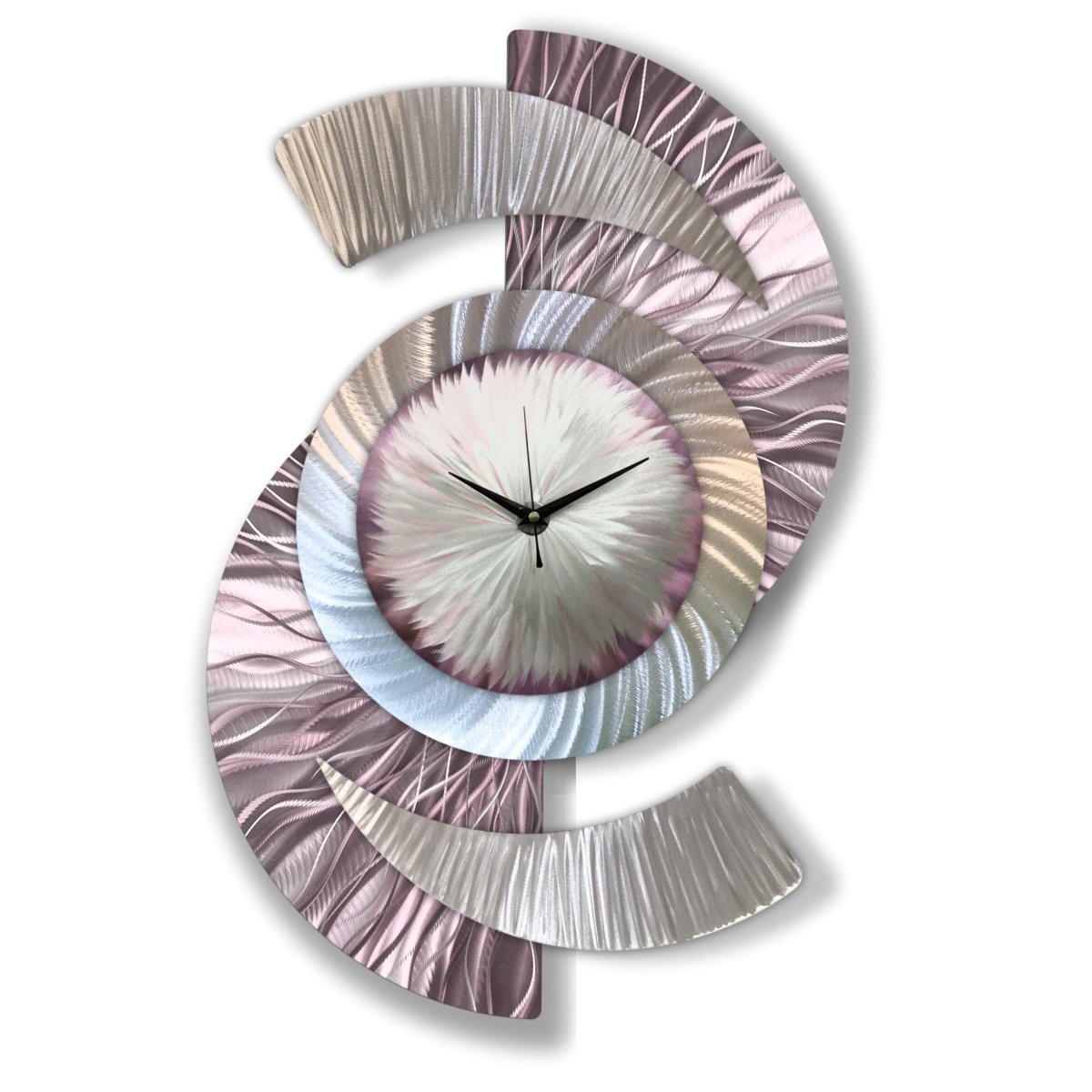 Large Modern Metal Wall Clock | Handmade Contemporary Art | Silent Non - Ticking - Modern Elements Metal Art - ME564637sc
