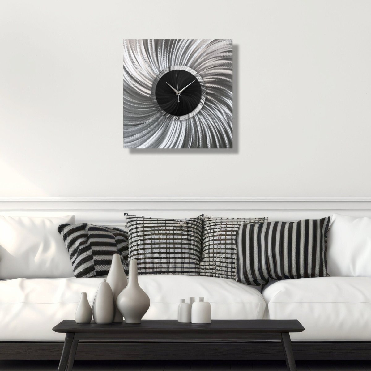Large Modern Metal Wall Clock – Unique Wall Sculpture & Room Decor - Modern Elements Metal Art - 5446347279