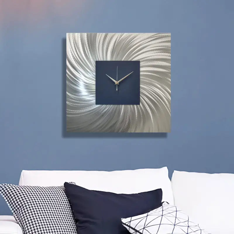 Navy Blue Wall Clock Titled "Nobel" - Modern Elements Metal Art