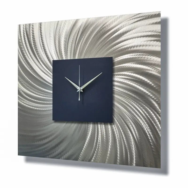 Navy Blue Wall Clock Titled "Nobel" - Modern Elements Metal Art