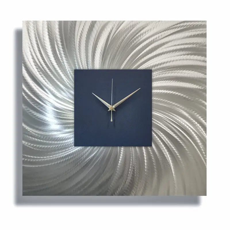 Large Navy Wall Clock Titled "Nobel" - Modern Elements Metal Art - MW800567