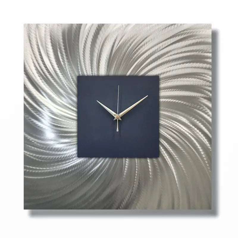 Large Navy Wall Clock Titled "Nobel" - Modern Elements Metal Art - MW800567