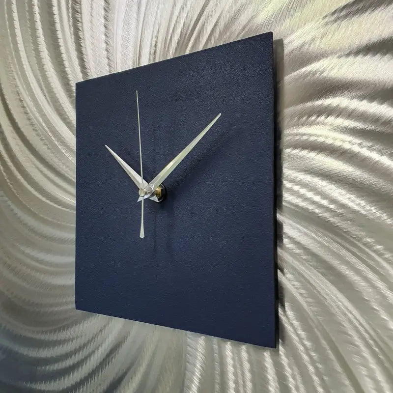 Large Navy Wall Clock Titled "Nobel" - Modern Elements Metal Art - MW800567