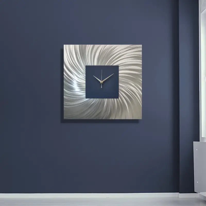 Large Navy Wall Clock Titled "Nobel" - Modern Elements Metal Art - MW800567
