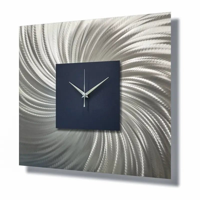 Large Navy Wall Clock Titled "Nobel" - Modern Elements Metal Art - MW800567