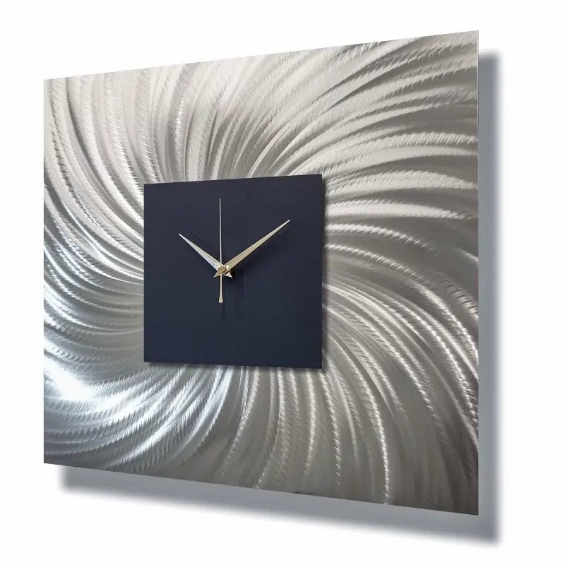 Large Navy Wall Clock Titled "Nobel" - Modern Elements Metal Art - MW800567
