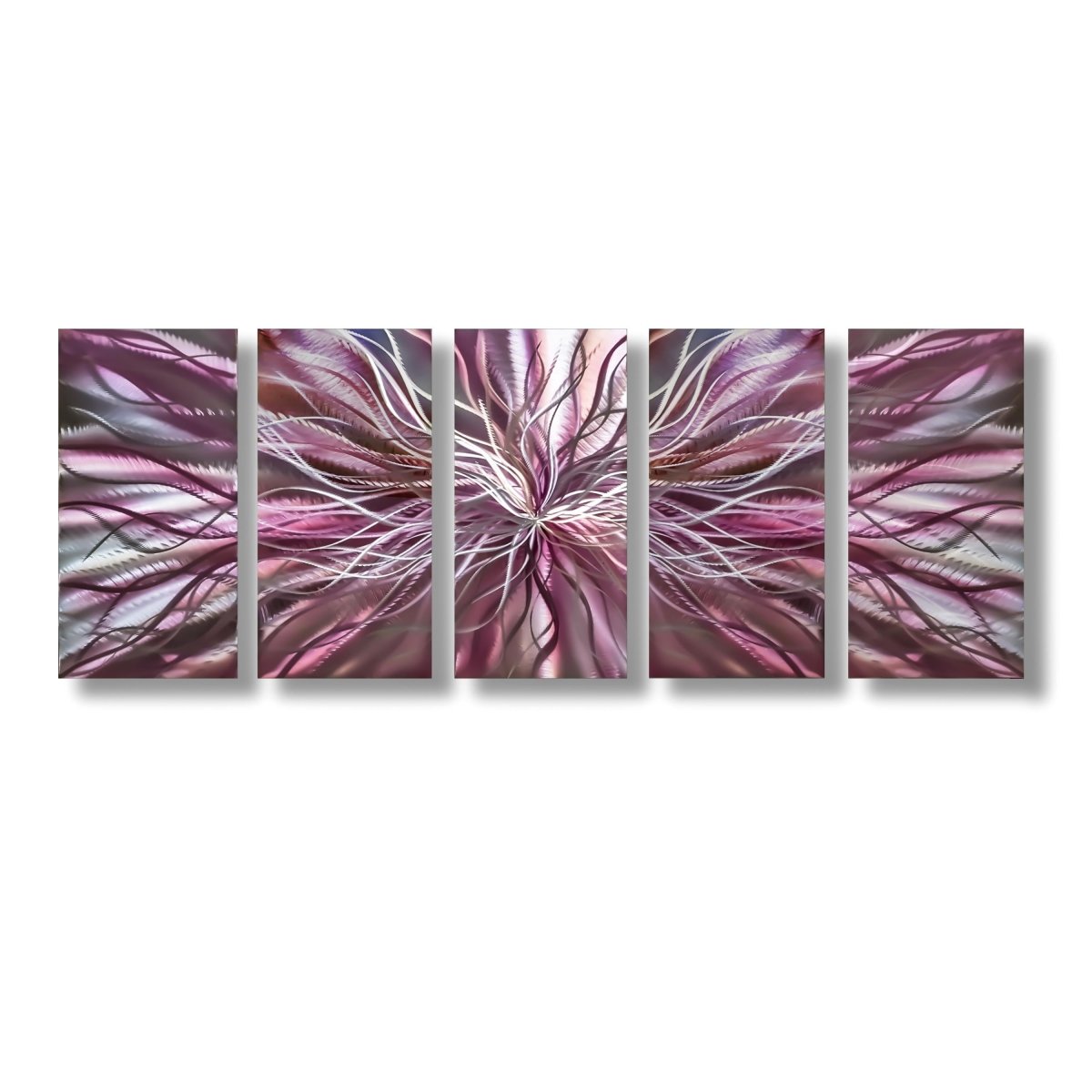 Large Pink & Silver Metal Wall Art Sculpture – Contemporary Abstract Decor - Modern Elements Metal Art - ME67489ZX