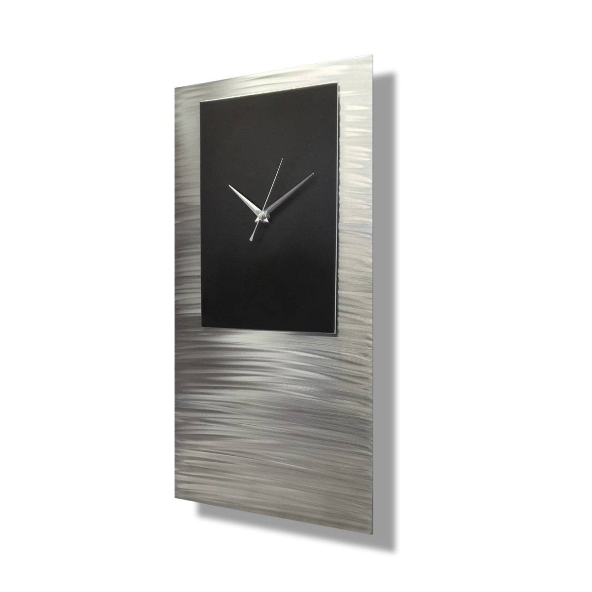 Large Rectangular Silver Clock – Modern & Unusual Natural Wall Clock - Modern Elements Metal Art - MO96U88