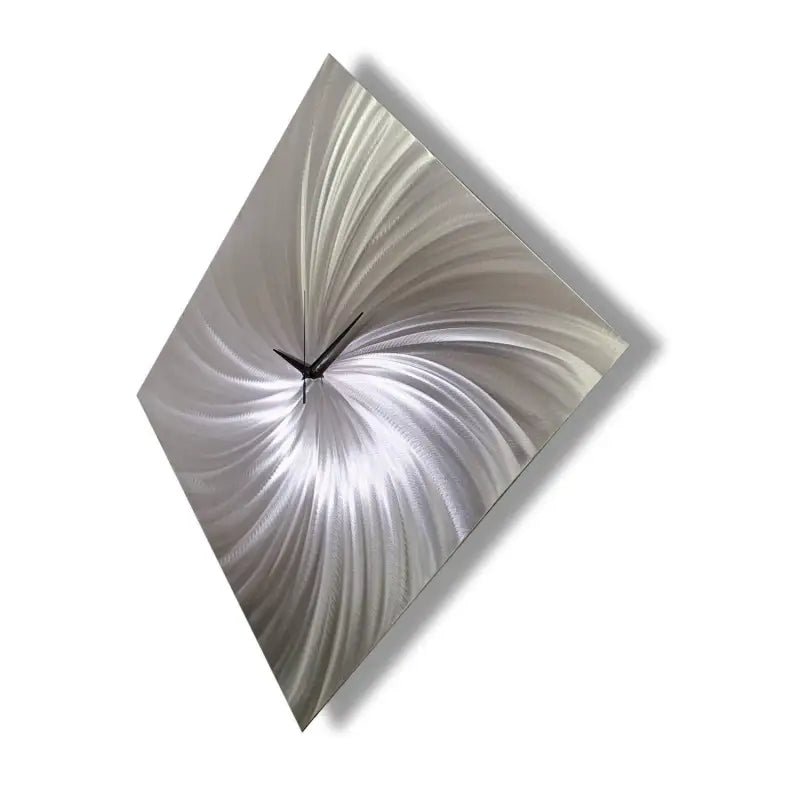 Large Silver Clock Titled "Omega V2" - Modern Elements Metal Art - ME66889