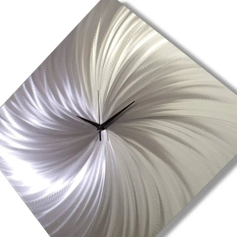 Large Silver Clock Titled "Omega V2" - Modern Elements Metal Art - ME66889