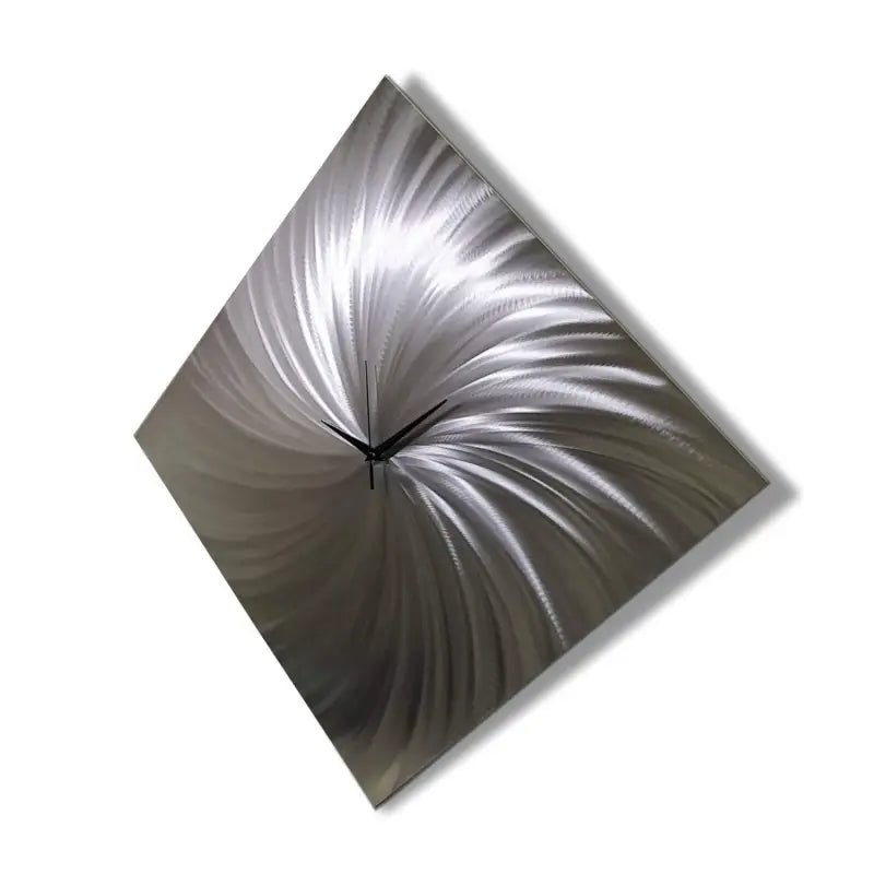 Large Silver Clock Titled "Omega V2" - Modern Elements Metal Art - ME66889