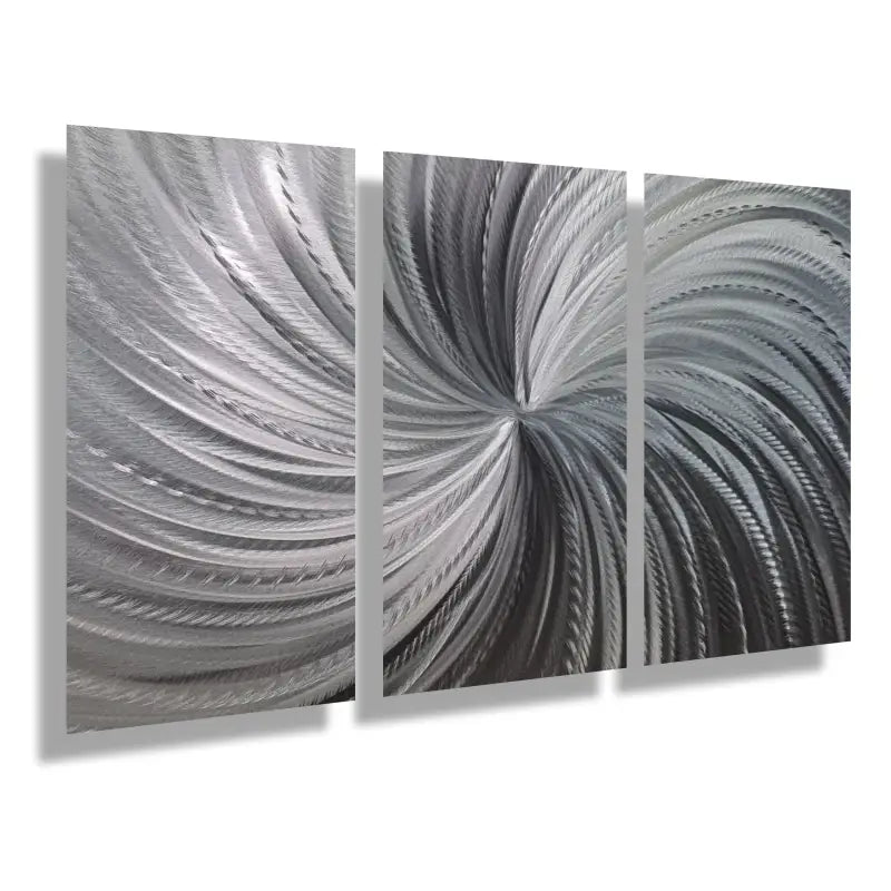 Large Silver Metal Wall Art Titled "Silver Spiral" - Modern Elements Metal Art -