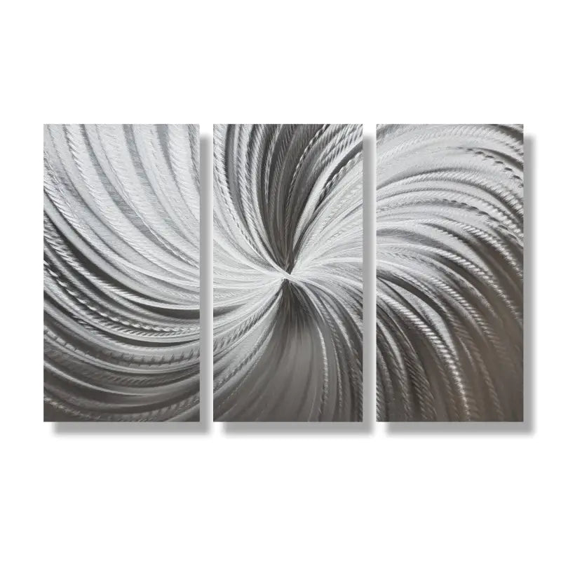 Large Silver Metal Wall Art Titled "Silver Spiral" - Modern Elements Metal Art -