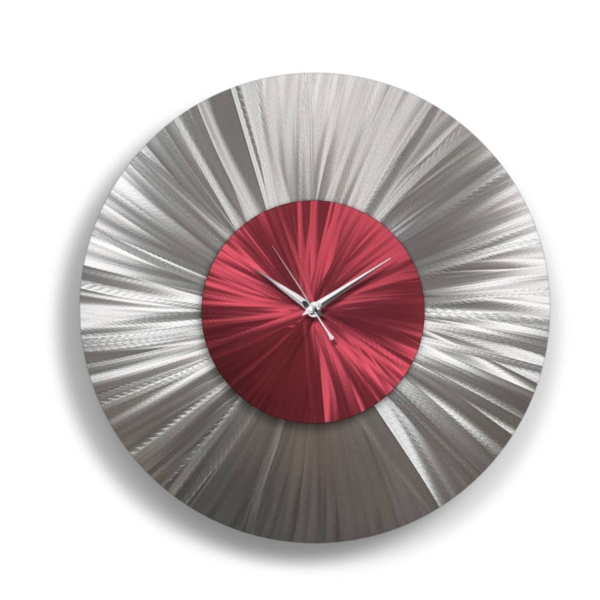 Large Silver Metal Wall Clock - Modern Abstract Art Sculpture for Home Decor - Modern Elements Metal Art - MA68ESX