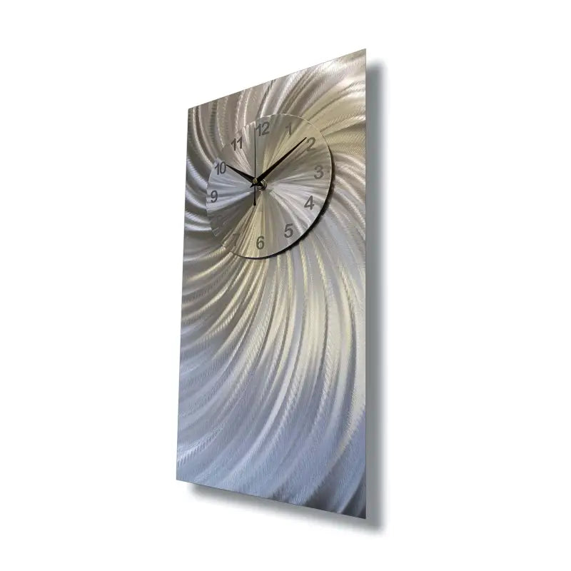 Large Silver Wall Clock Titled "Stellar" - Modern Elements Metal Art