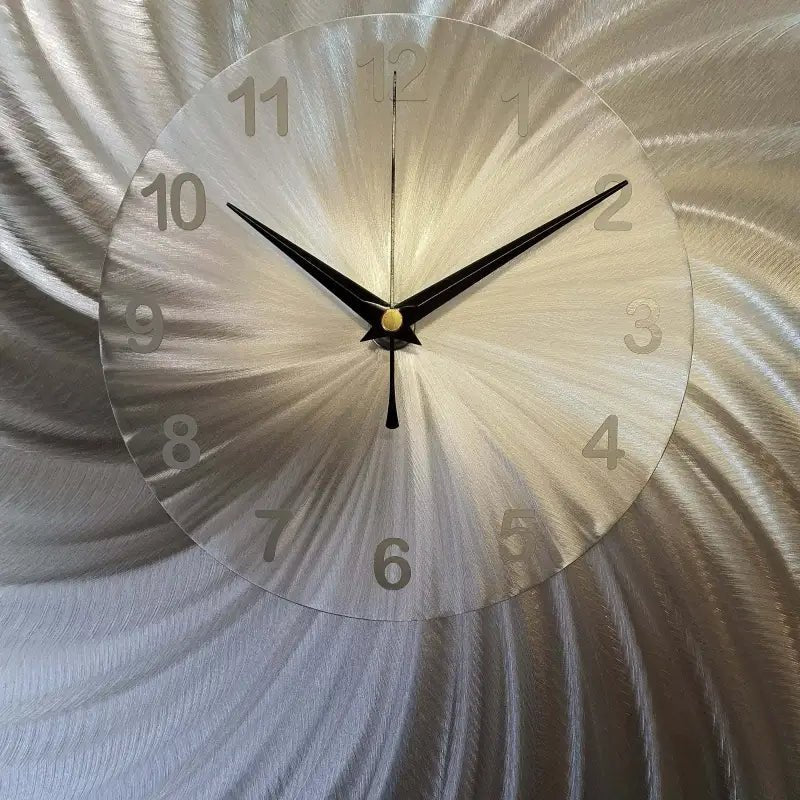 Large Silver Wall Clock Titled "Stellar" - Modern Elements Metal Art - ME00537L - 2