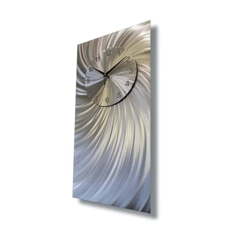 Large Silver Wall Clock Titled "Stellar" - Modern Elements Metal Art - ME00537L - 2