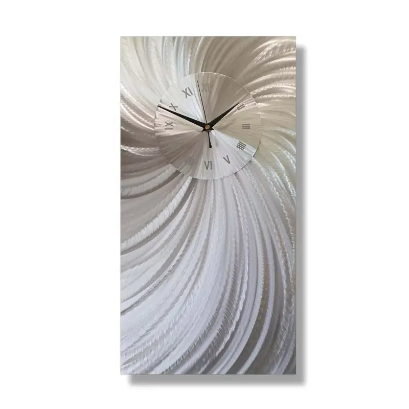 Large Silver Wall Clock Titled "Stellar" - Modern Elements Metal Art - ME00537L - 2