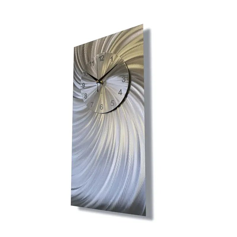 Large Silver Wall Clock Titled "Stellar" - Modern Elements Metal Art - ME00537L - 2