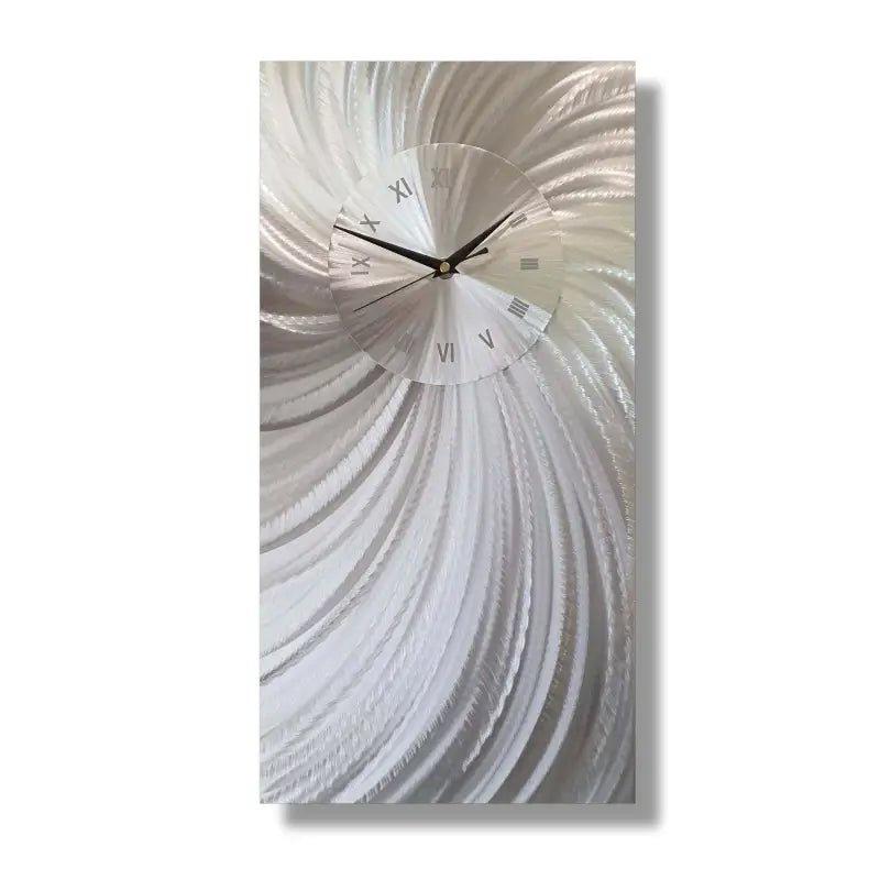 Large Silver Wall Clock Titled "Stellar" - Modern Elements Metal Art - ME00537L - 2