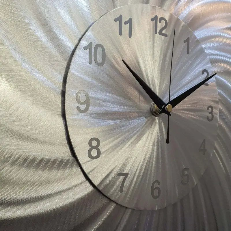 Large Silver Wall Clock Titled "Stellar" - Modern Elements Metal Art - ME00537L - 1
