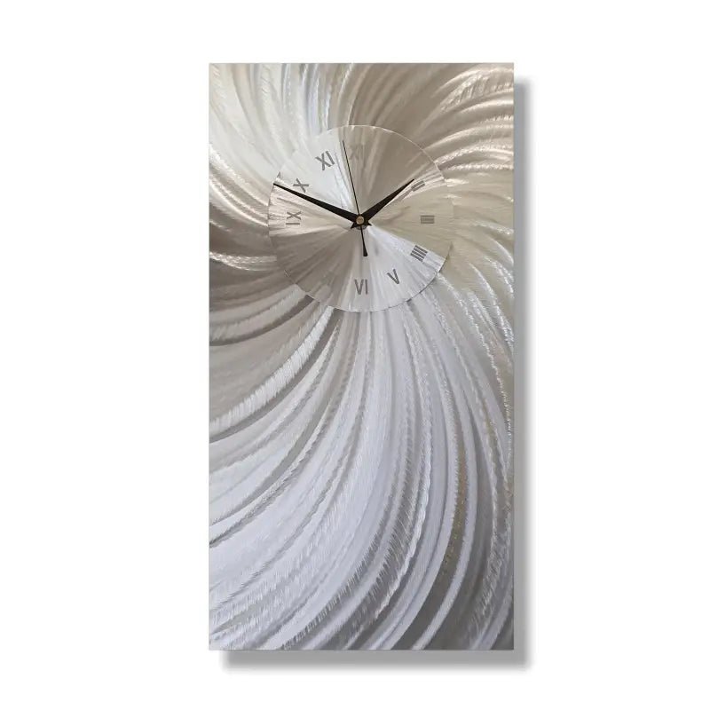 Large Silver Wall Clock Titled "Stellar" - Modern Elements Metal Art - ME00537L - 2