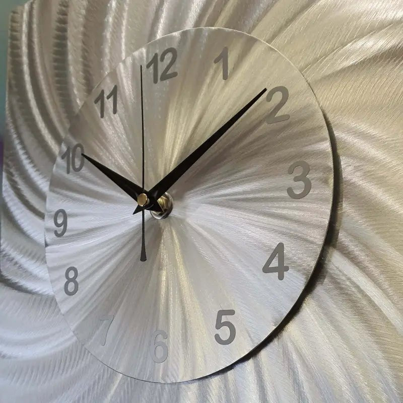Large Silver Wall Clock Titled "Stellar" - Modern Elements Metal Art - ME00537L - 1