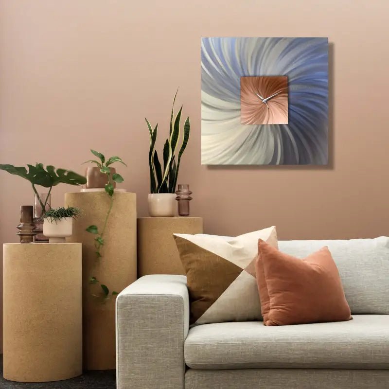 Large Square Wall Clock Titled "Paradox" - Modern Elements Metal Art - ME78788