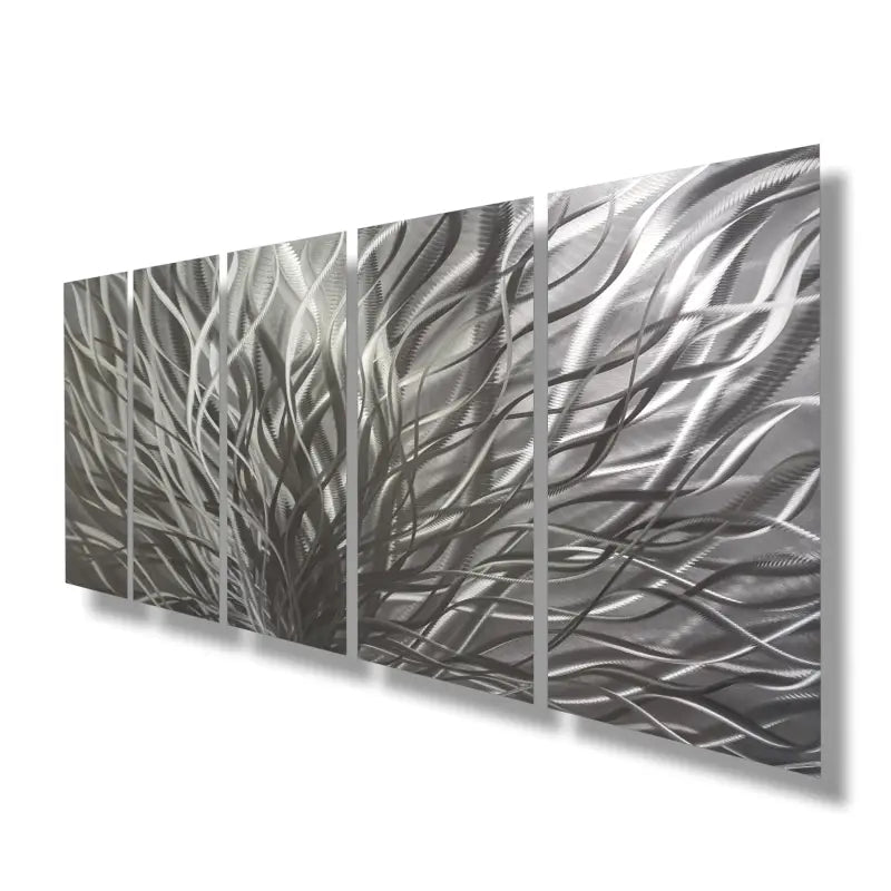 Large Teal Abstract Wall Art Set Titled "InBloom" - Modern Elements Metal Art - INV366373