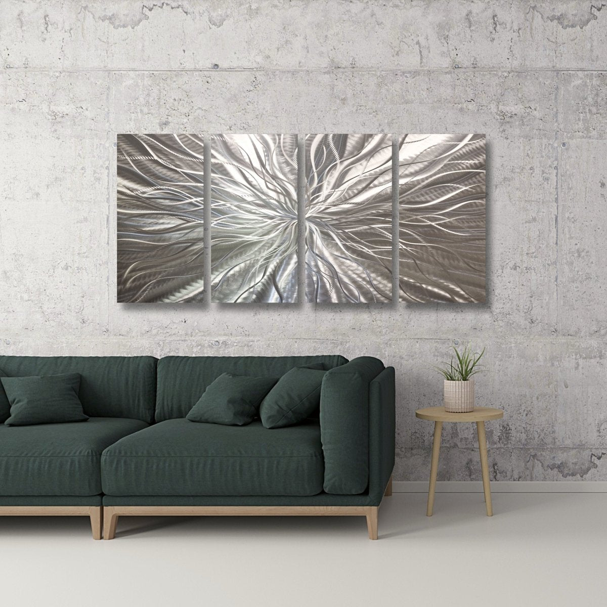 Luxury Silver Metal Wall Art Sculpture - Gallery Art Set of 4 for Modern Decor - Modern Elements Metal Art - ME748944