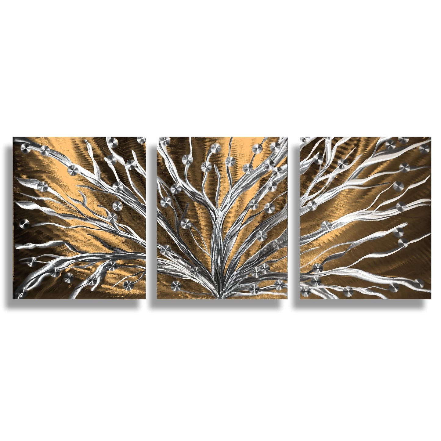 Metal Tree Wall Art Set of 3 Titled Tree of Light - Modern Elements Metal Art - ME786288