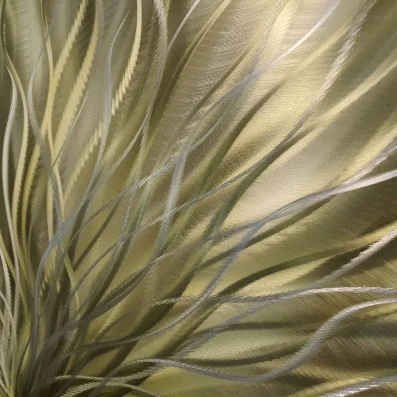 Metallic Bronze Green Silver Artwork Titled InBloom - Modern Elements Metal Art - HY86373K