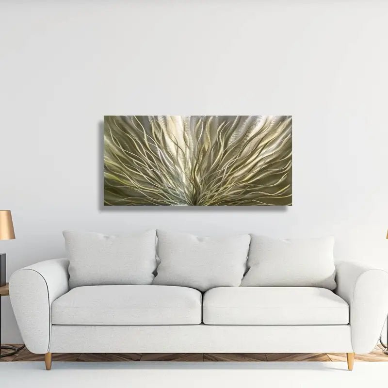 Metallic Bronze Green Silver Artwork Titled InBloom - Modern Elements Metal Art - HY86373K