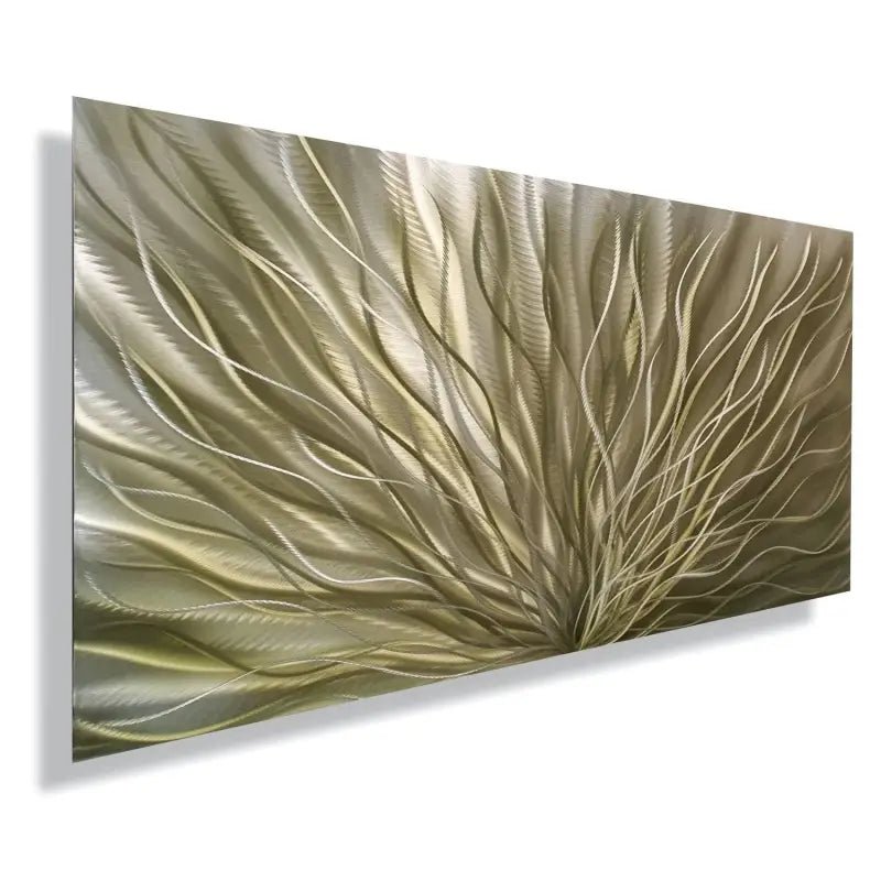 Metallic Bronze Green Silver Artwork Titled InBloom - Modern Elements Metal Art - HY86373K
