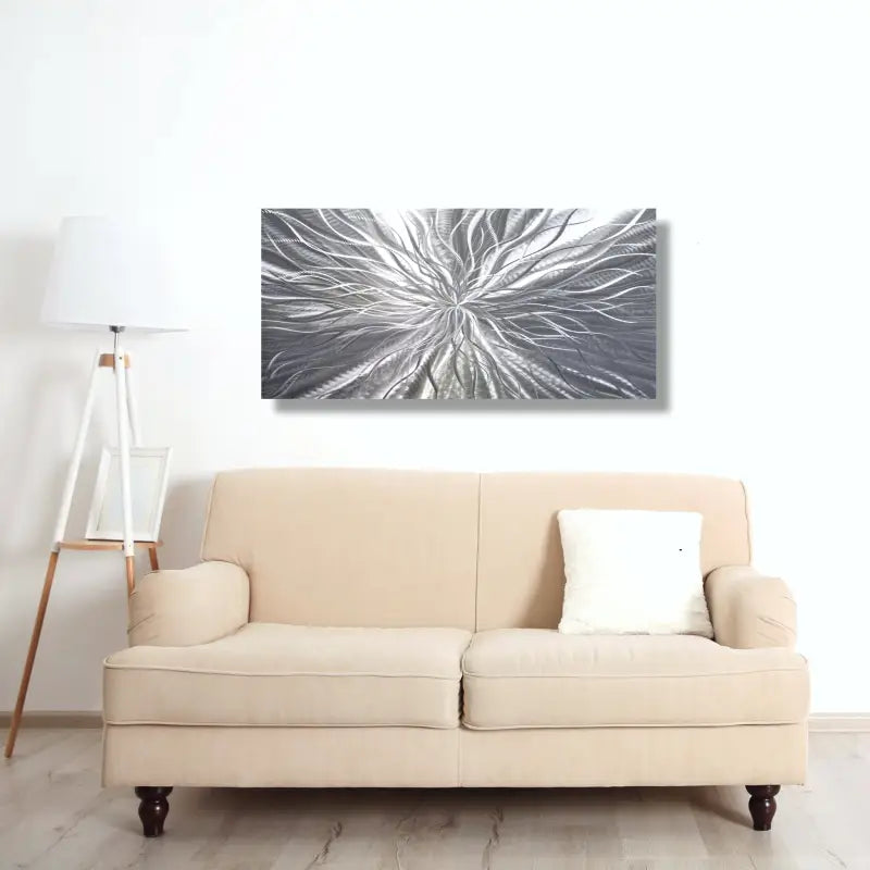 Metallic Wall Art Titled ’Radiation’ (Silver Edition)