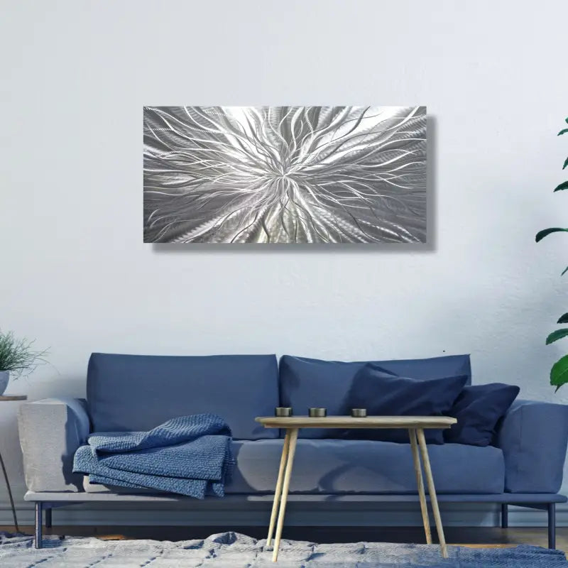 Metallic Wall Art Titled ’Radiation’ (Silver Edition)