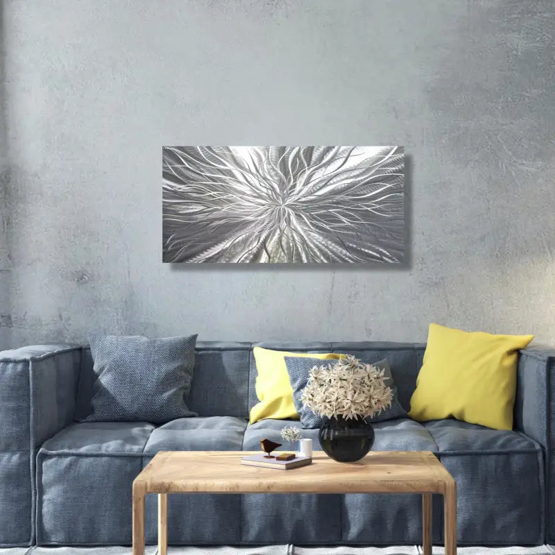 Metallic Wall Art Titled ’Radiation’ (Silver Edition)