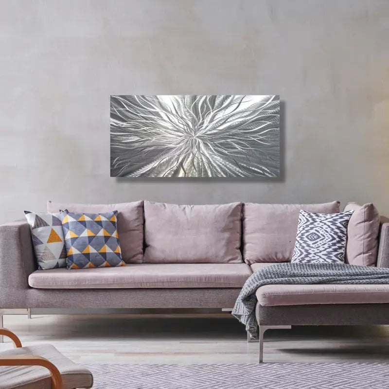 Metallic Wall Art Titled ’Radiation’ (Silver Edition)