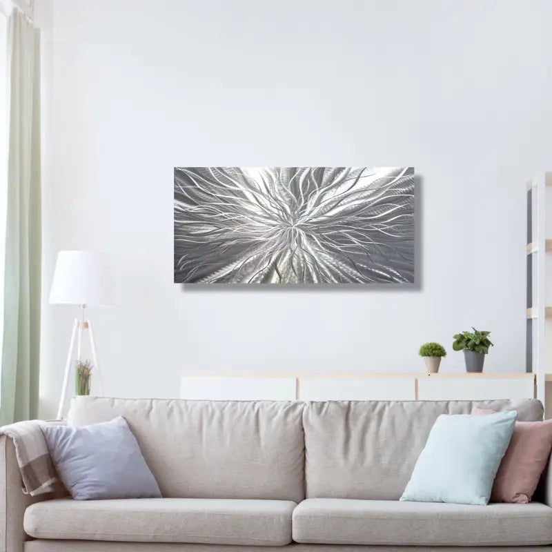 Metallic Wall Art Titled ’Radiation’ (Silver Edition)