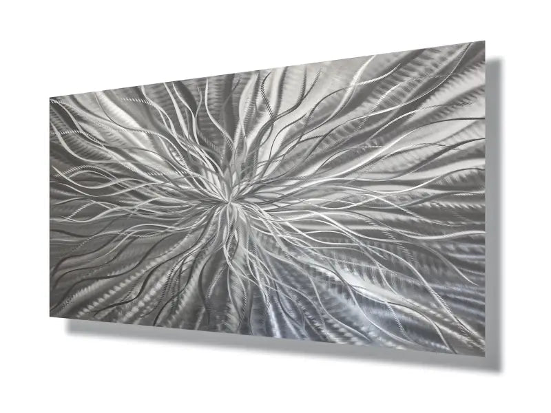 Metallic Wall Art Titled "Radiation" (Silver Edition) - Modern Elements Metal Art - MY83JJS0