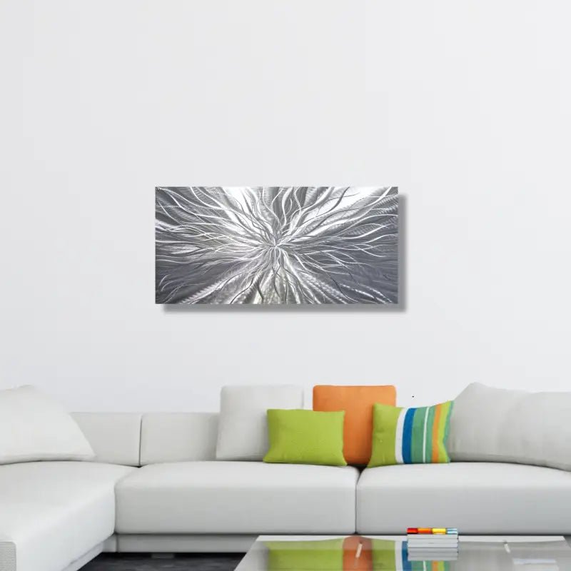 Metallic Wall Art Titled "Radiation" (Silver Edition) - Modern Elements Metal Art - MY83JJS0